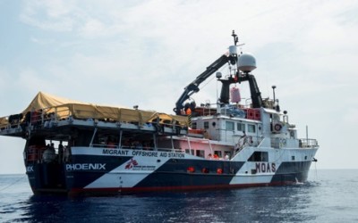 The 40-meter fishing boat adapted for search and rescue work, the Phoenix. 