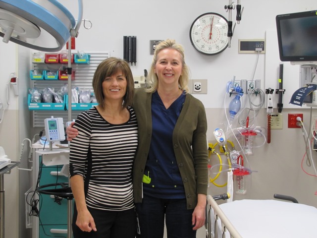 Monique Janes, Patient Care Director, and Pam Land, Emergency Department and ICU Manager, in the Northern Lights Regional Health Centre. It shows little sign that it had to be fully evacuated just months ago.